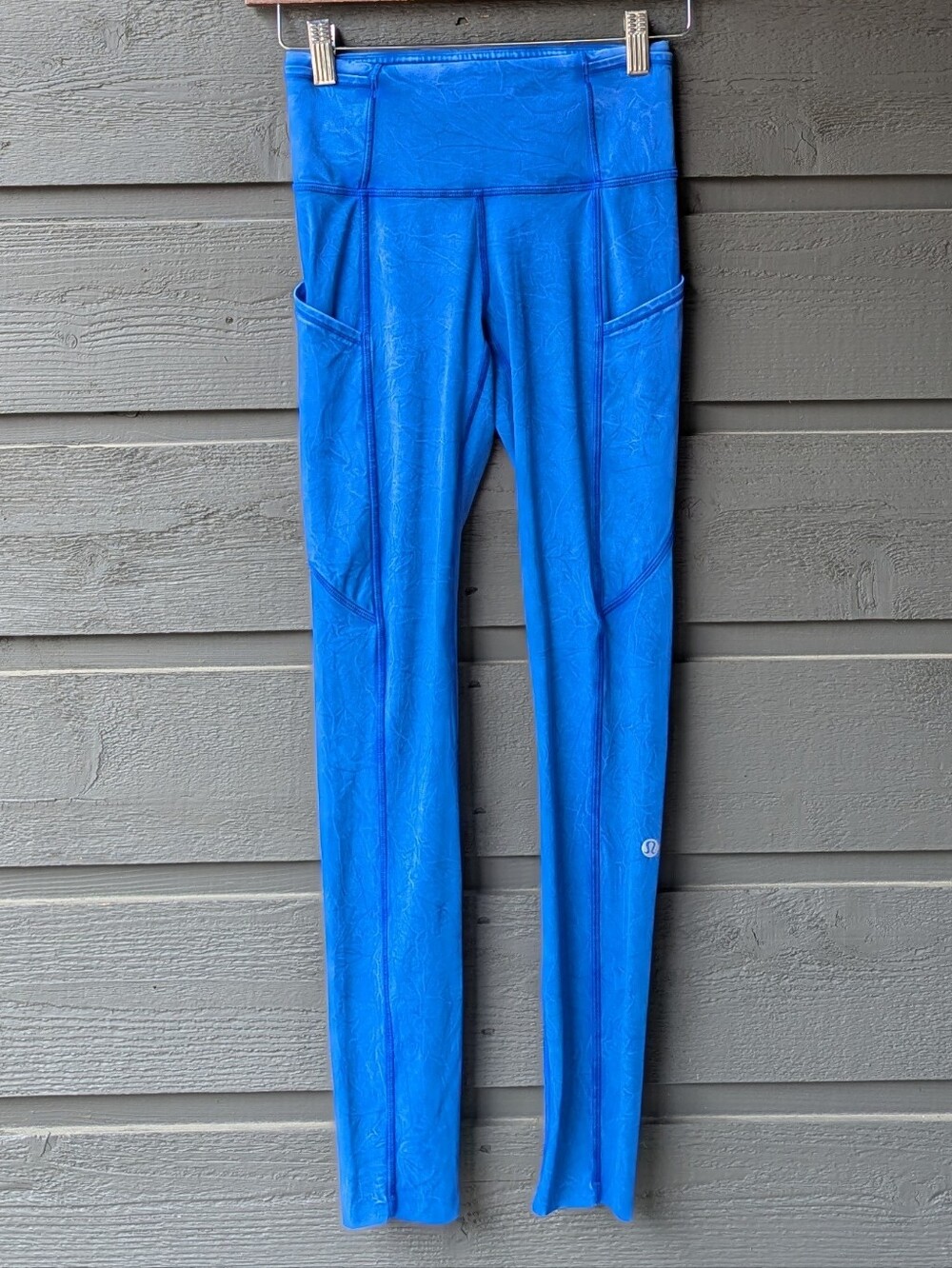 Lululemon Fast and Free High Rise Tight 25" *Ice Dye Ice Wash Cerulean Blue 2